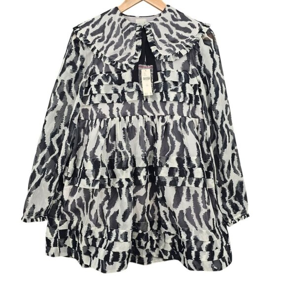 Anthropologie Maeve Womens XXS Long Sleeve Collared Sheer Mini‎ Dress NWT - Picture 4 of 16